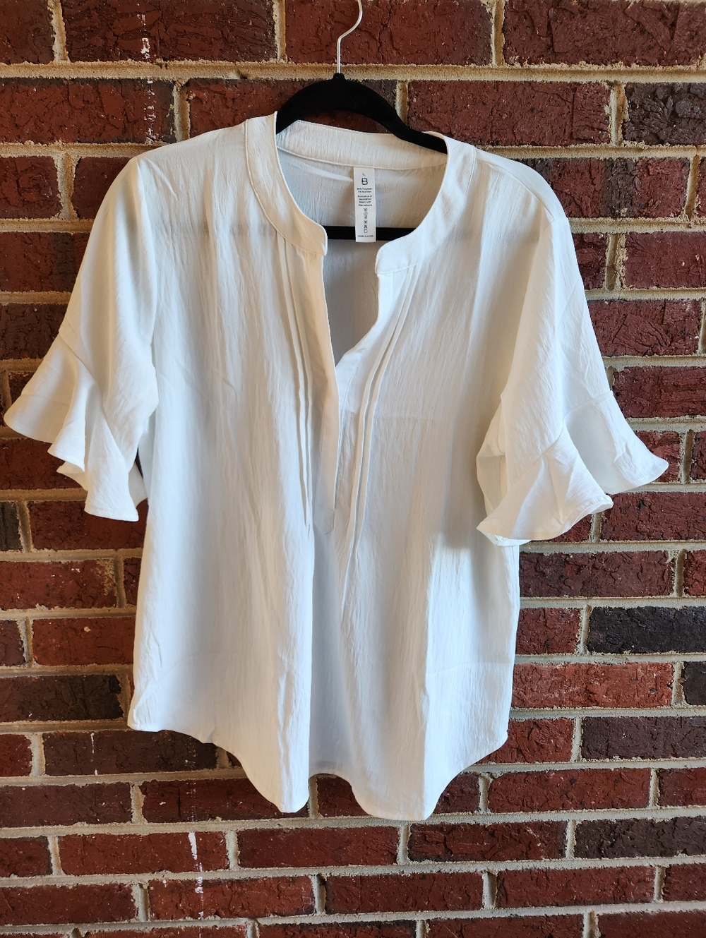 Ruffle Sleeve Pullover Blouse White Large